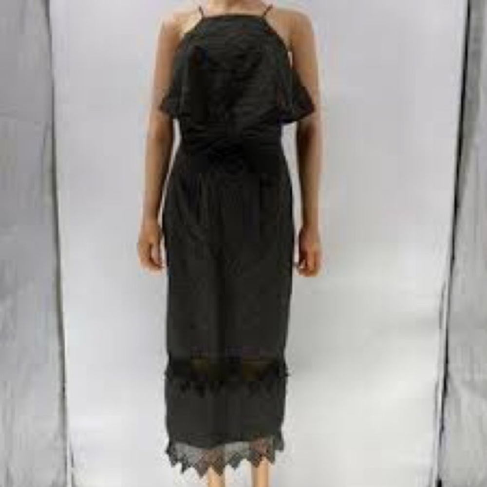 N12h gray cotton crochet midi dress